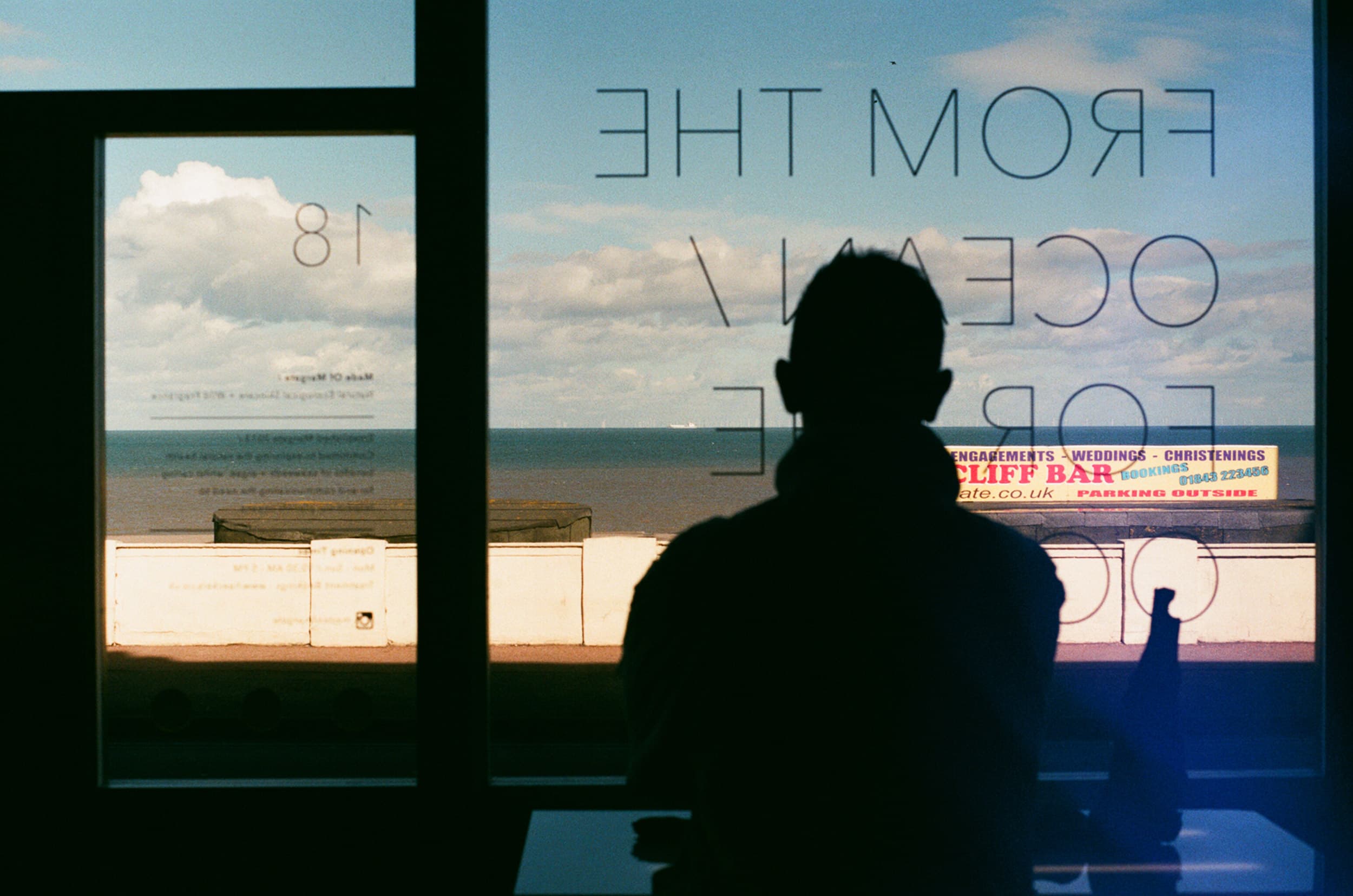 Margate coast from inside the café